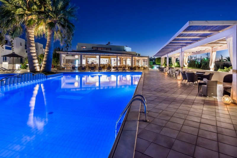 Hara Ilios Village Pool At Night