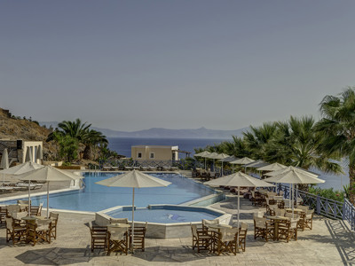 Pool view at Sunrise Beach Suites in Syros