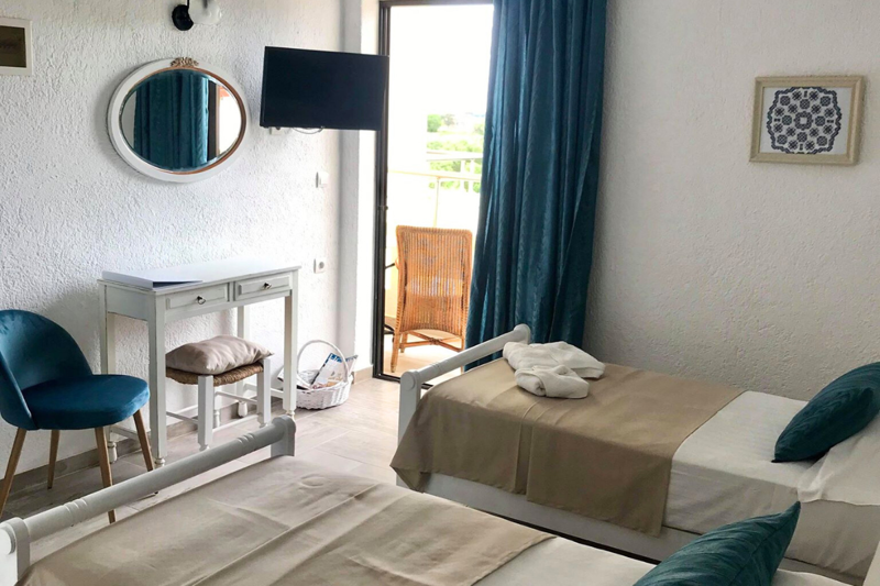 View of Twin room studio with terrace at Elounda George Studios