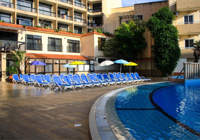 Pool area at Canifor hotel in Qawra, Malta