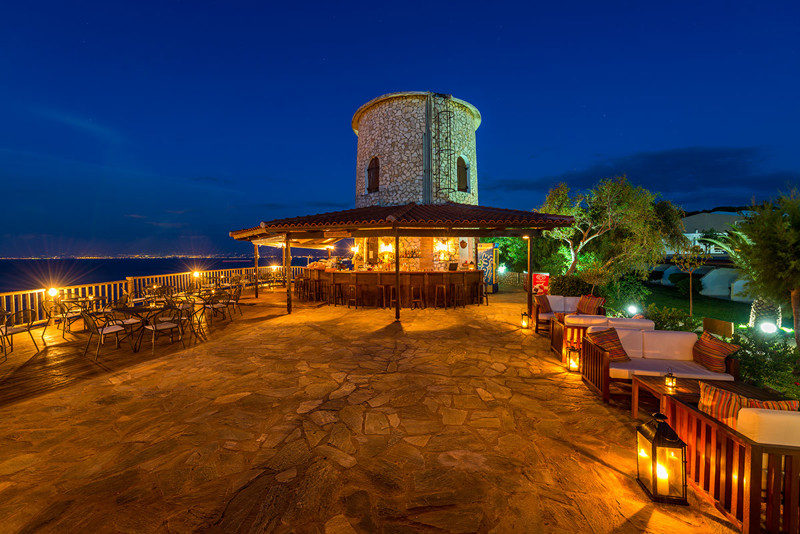 Outdoor terrace bar at Pavlina Beach Hotel