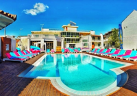 Pool view at Trabukos Beach Complex in Kavos, Corfu