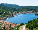 Island Of Vis Bay Aerial View, Dalmatia, Croatia. Europe Paradice Vis Island In Bay Of Adriatic Sea.