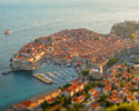 Sightseeing Of Dubrovnik At Sunset. Adriatic Sea And Dubrovnik Old Town Panorama From Mount Srd Viewpoint In Dalmatia, Croatia