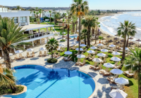 Aerial View of Swimming Pool and Beach at Golden Bay Beach Hotel