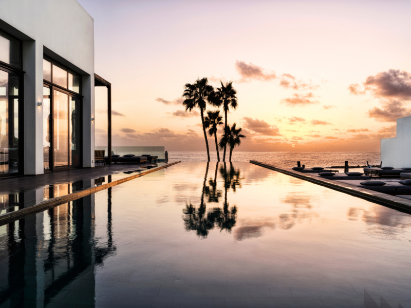 Sunset View of Pool at Almyra Hotel